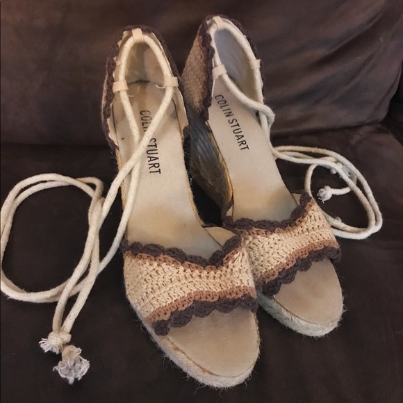 Colin Stuart Crochet Wedge Strapy Sandal - Picture 1 of 3
